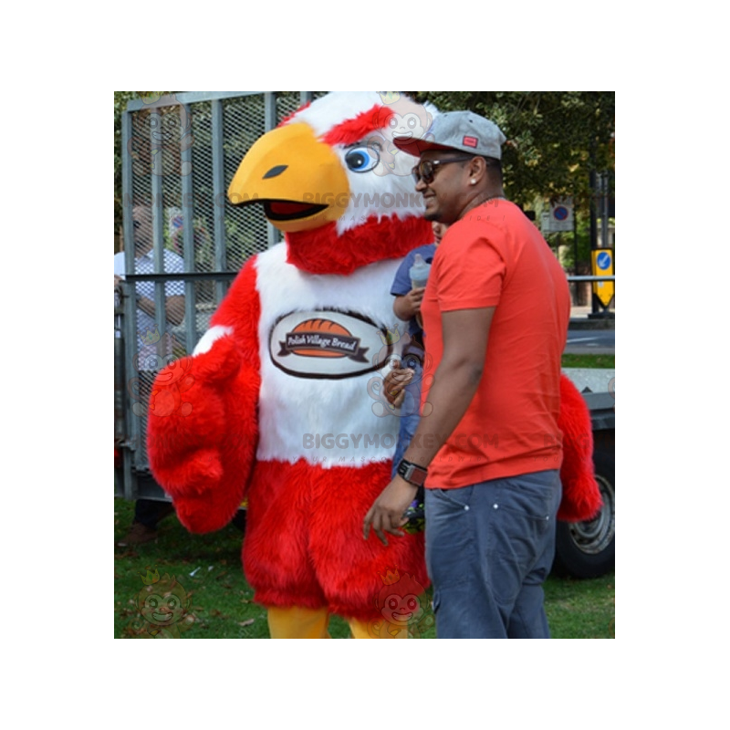 Costume de mascotte BIGGYMONKEY™ de vautour rouge et blanc