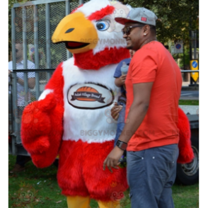 Giant Hairy Red and White Vulture BIGGYMONKEY™ Mascot Costume –