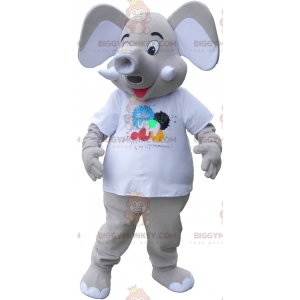 BIGGYMONKEY™-mascottekostuum van gigantische grijze olifant in