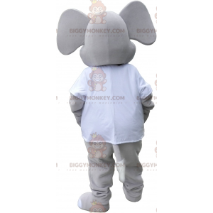 BIGGYMONKEY™ Mascot Costume of Giant Gray Elephant Wearing