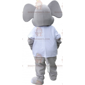 Traje de mascote BIGGYMONKEY™ de elefante cinza gigante