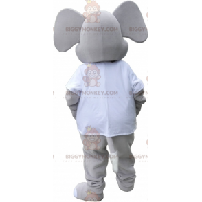 BIGGYMONKEY™-mascottekostuum van gigantische grijze olifant in