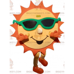 Geel en oranje zon BIGGYMONKEY™ mascottekostuum met zonnebril -