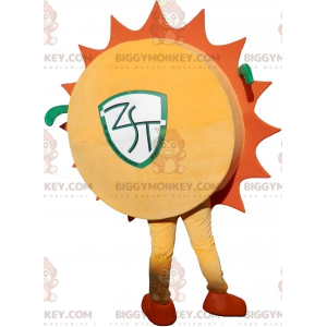 Costume de mascotte BIGGYMONKEY™ de soleil jaune et orange avec