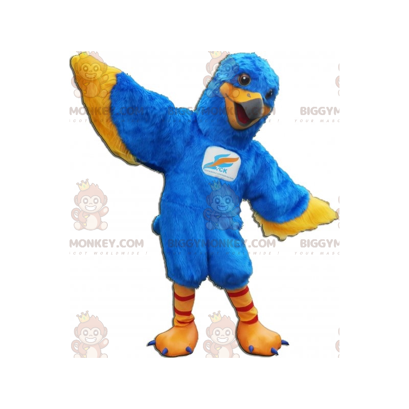 Fato de mascote de pássaro azul e amarelo BIGGYMONKEY™. Traje