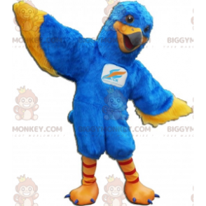 Μπλε και κίτρινη στολή μασκότ BIGGYMONKEY™ Bird. Στολή μασκότ