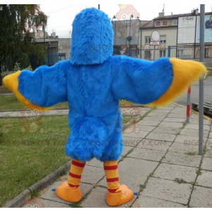 Costume de mascotte BIGGYMONKEY™ d'oiseau bleu et jaune.