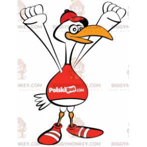 BIGGYMONKEY™ White Seagull Mascot Costume with Bib and Cap -