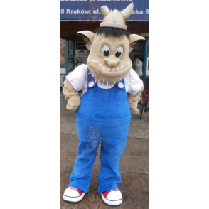 Costume da mascotte Troll BIGGYMONKEY™ con elmo vichingo.