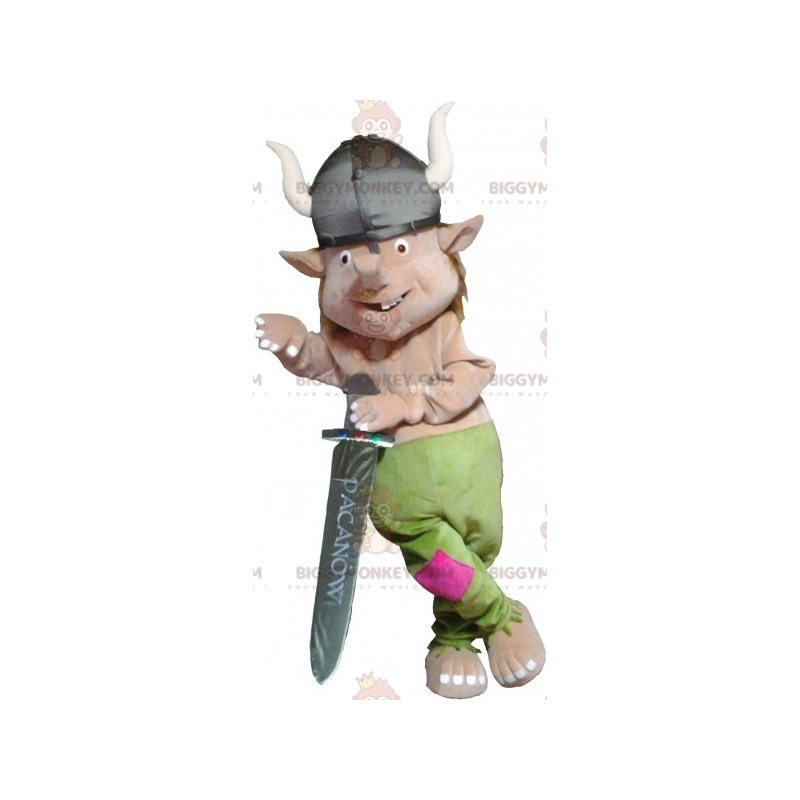 Troll Leprechaun BIGGYMONKEY™ Mascottekostuum met Vikinghelm -