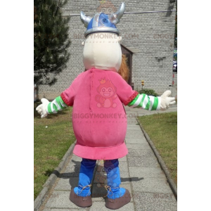 Traje de mascote barbudo Viking BIGGYMONKEY™ vestido de rosa