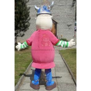 Bearded Viking BIGGYMONKEY™ maskotkostume klædt i pink med