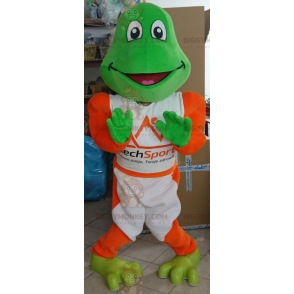 Green Frog BIGGYMONKEY™ Maskottchenkostüm in Weiß und Orange -