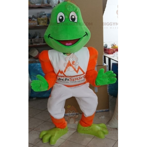 Green Frog BIGGYMONKEY™ Maskottchenkostüm in Weiß und Orange -