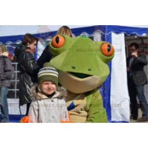 Realistic White Orange Green Frog BIGGYMONKEY™ Mascot Costume -