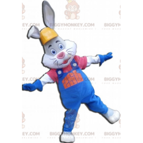 Costume de mascotte BIGGYMONKEY™ de lapin gris et blanc avec