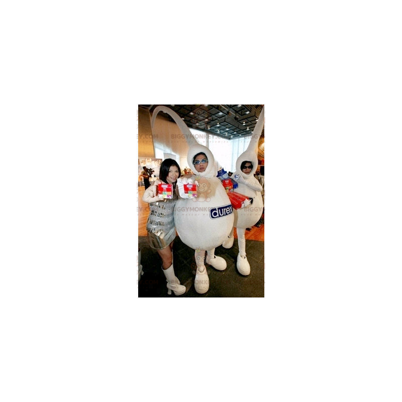 2 białe maskotki BIGGYMONKEY™ marki Durex - Biggymonkey.com