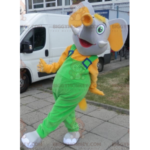 BIGGYMONKEY™ Costume da mascotte Elefante grigio e giallo