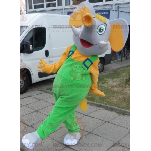 BIGGYMONKEY™ Mascot Costume Gray and Yellow Elephant Dressed in
