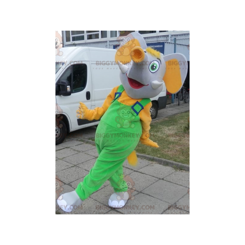 BIGGYMONKEY™ Costume da mascotte Elefante grigio e giallo