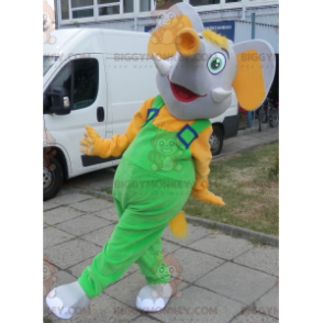 BIGGYMONKEY™ Costume da mascotte Elefante grigio e giallo