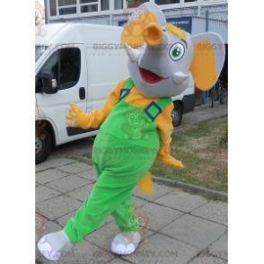 BIGGYMONKEY™ Mascot Costume Gray and Yellow Elephant Dressed in