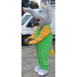 BIGGYMONKEY™ Costume da mascotte Elefante grigio e giallo