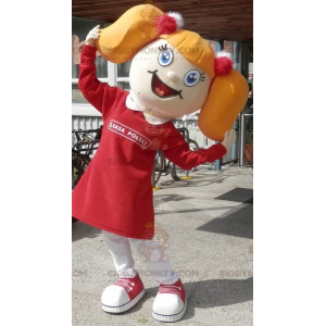 Disfraz de mascota de niña rubia BIGGYMONKEY™ con coletas -