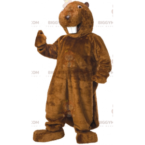 Brown Beaver With Big Teeth BIGGYMONKEY™ Mascot Costume -