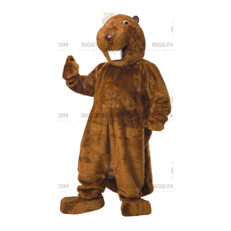 Castoro marrone con grandi denti Costume mascotte BIGGYMONKEY™