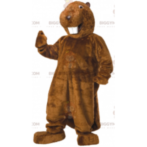 Costume de mascotte BIGGYMONKEY™ de castor marron avec de