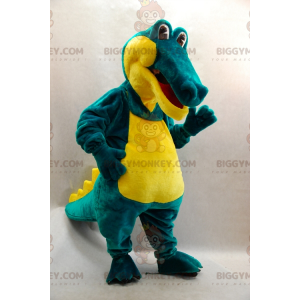 Costume de mascotte BIGGYMONKEY™ de crocodile vert et jaune