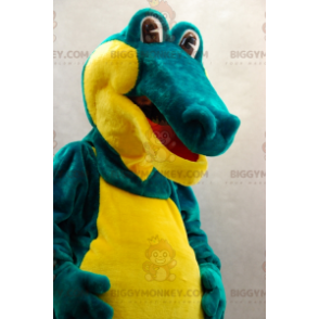 Costume de mascotte BIGGYMONKEY™ de crocodile vert et jaune