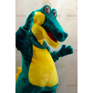 Costume de mascotte BIGGYMONKEY™ de crocodile vert et jaune