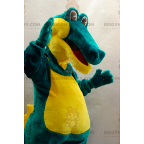 Costume de mascotte BIGGYMONKEY™ de crocodile vert et jaune