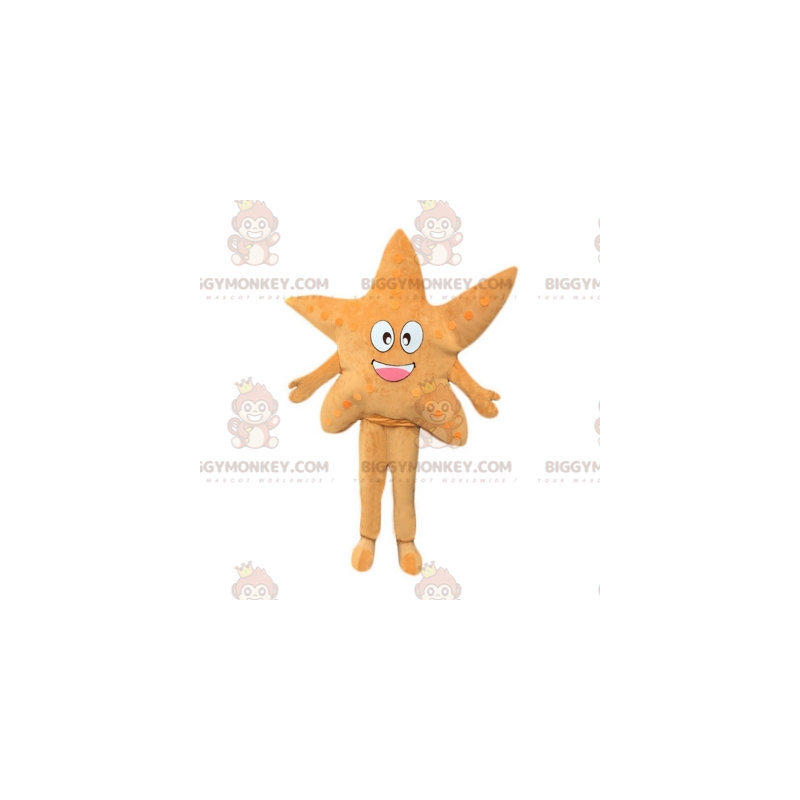 Bonito disfraz de mascota de estrella de mar beige sonriente