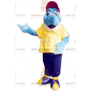 Blauwe en witte vis BIGGYMONKEY™ mascottekostuum. Dolfijn