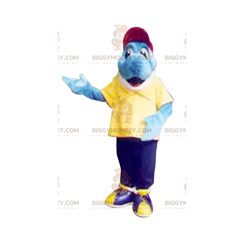 Blauwe en witte vis BIGGYMONKEY™ mascottekostuum. Dolfijn