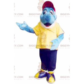 Blue and White Fish BIGGYMONKEY™ Mascot Costume. Dolphin