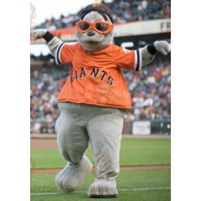 BIGGYMONKEY™ Mascot Costume of Gray Sea Lion with Orange