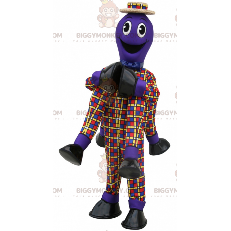 Costume da mascotte BIGGYMONKEY™ Octopus viola molto sorridente