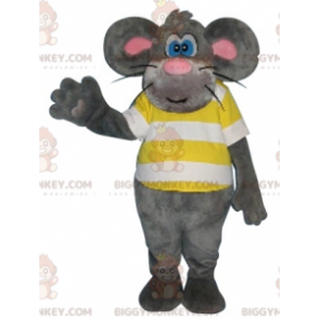 Disfraz de mascota Ratón gris con bonitos ojos azules