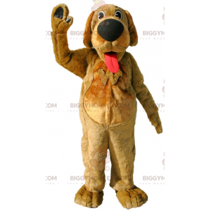 Bruine hond met grote tong BIGGYMONKEY™ mascottekostuum -