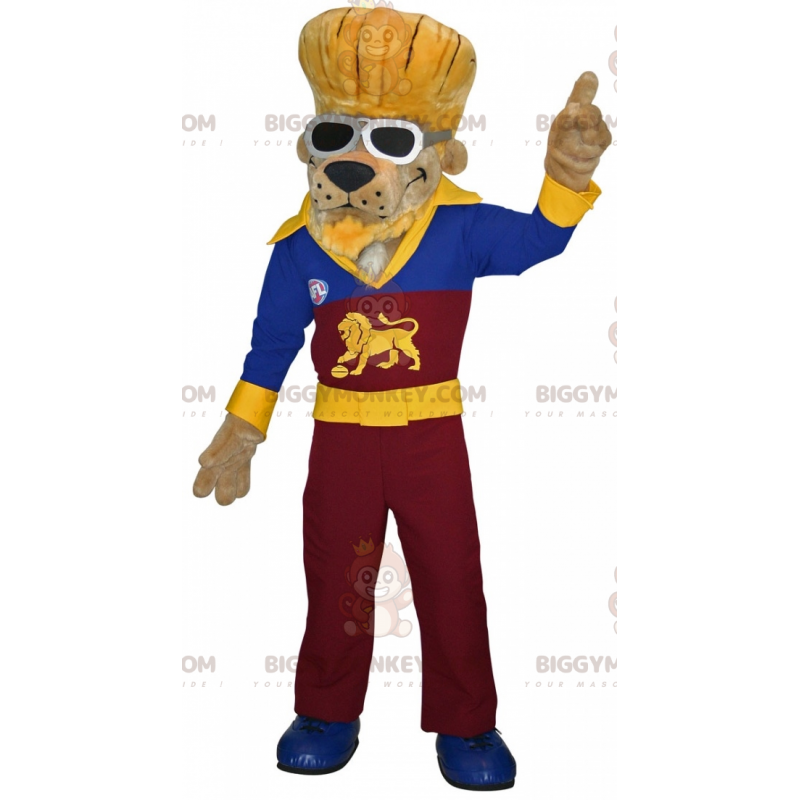 Lion Dog BIGGYMONKEY™ Mascot Costume Dressed As A Rocker –