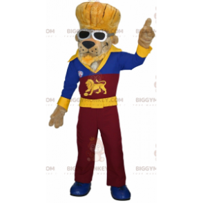 Costume de mascotte BIGGYMONKEY™ de chien de lion habillé en