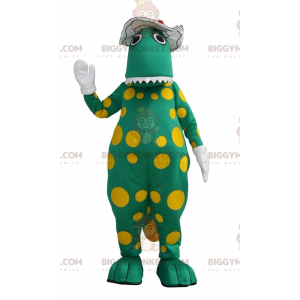 Costume de mascotte BIGGYMONKEY™ de dinosaure vert à pois