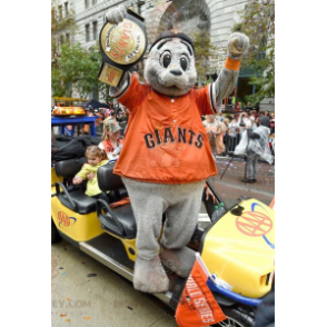 BIGGYMONKEY™ Mascottekostuum van grijze zeeleeuw met oranje