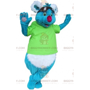 BIGGYMONKEY™ Blauw-wit Koala-mascottekostuum met zonnebril -