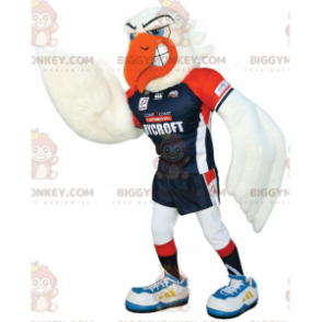 Costume de mascotte BIGGYMONKEY™ de mouette blanche en tenue de