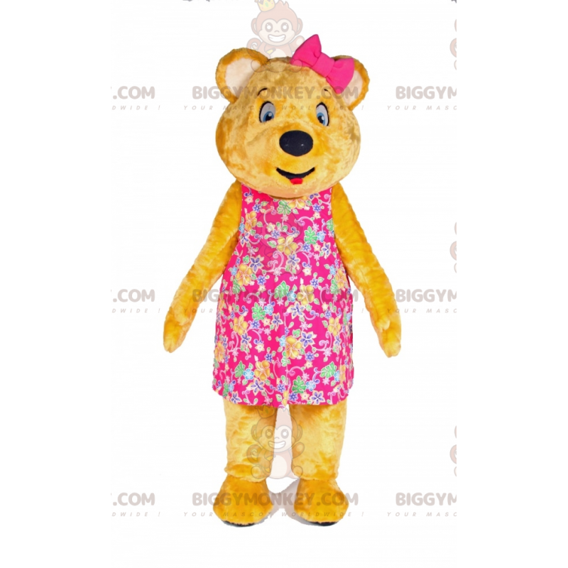 Yellow Teddy Bear BIGGYMONKEY™ Mascot Costume with Dress and